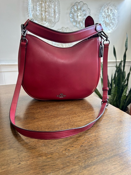 Coach Handbags - COACH Glove-tanned Leather Mae Nomad Crossbody/Hobo
'Cherry' Red